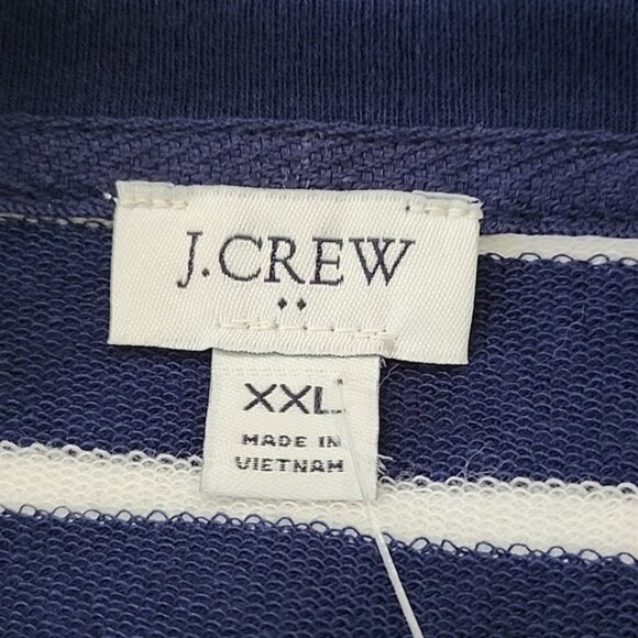 J. Crew Factory Navy and Antique White Striped Eyelet Ruffle Trim Sweatshirt NWT - Picture 11 of 12
